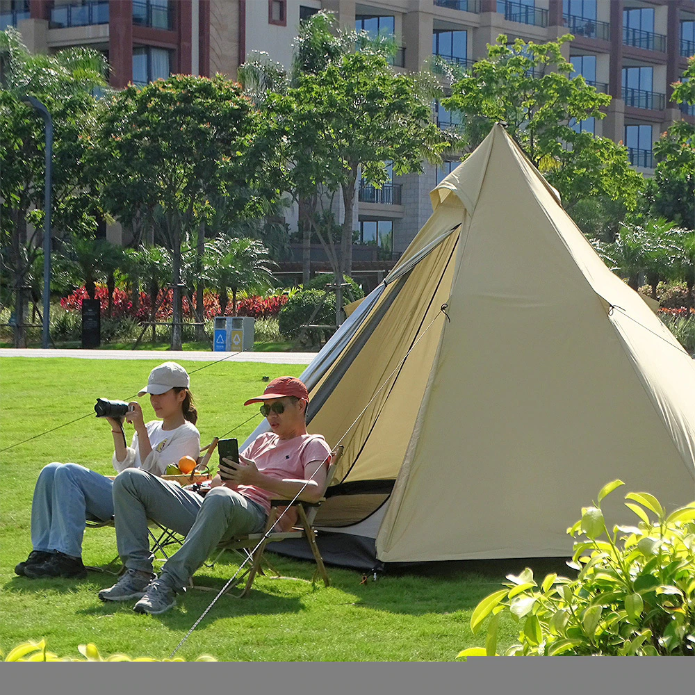 Cheap Goat Tents Outdoor Pyramid Tent 3 4 People Double Layer Indian Style Camping Tent High Quality Aluminum Pole Teepee Family Travel Yurt Tent   